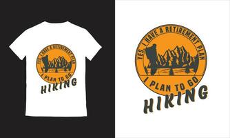 Hiking Outdoor T-shirt Adventure T-shirt a hiker climbing to the top of the mountain. vector