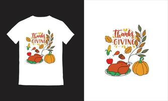 flat design thanksgiving background with dried leaves, lettering, hand drawn turkey vector