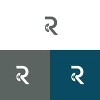 Letter R logo design concept negative space style.  Abstract sign constructed from check marks.  Vector elements template icon.