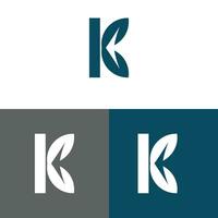 Letter K logo design concept negative space style.  Abstract sign constructed from check marks.  Vector elements template icon.