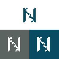 Letter N logo design concept negative space style.  Abstract sign constructed from check marks.  Vector elements template icon.
