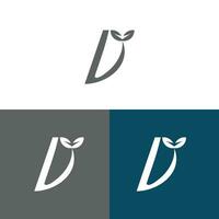 Letter D logo design concept negative space style.  Abstract sign constructed from check marks.  Vector elements template icon.