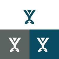 Letter Y logo design concept negative space style.  Abstract sign constructed from check marks.  Vector elements template icon.