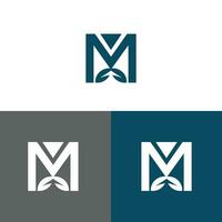 Letter M logo design concept negative space style.  Abstract sign constructed from check marks.  Vector elements template icon.