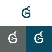 Letter G logo design concept negative space style.  Abstract sign constructed from check marks.  Vector elements template icon.