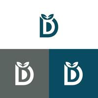 Letter D logo design concept negative space style.  Abstract sign constructed from check marks.  Vector elements template icon.