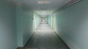 A steadicam shot of a green hallway with a stone floor video