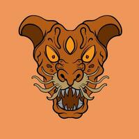 Head of chinese ancient mythologi beast element illustration good be poster design, tattoos and tshirt design vector