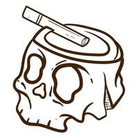 Simple Skull hand Drawing Line doodle. Illustration Good for design tshirt and simple tattoos vector