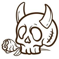 Simple Skull hand Drawing Line doodle. Illustration Good for design tshirt and simple tattoos vector