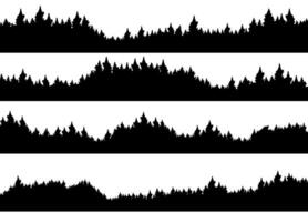 bosque silueta antecedentes. bosque y arboles silueta. mano dibujado pino bosque silueta. alto hojas perennes bosque. vector