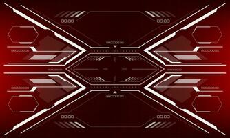 HUD sci-fi interface screen view white geometric on red design virtual reality futuristic technology creative display vector