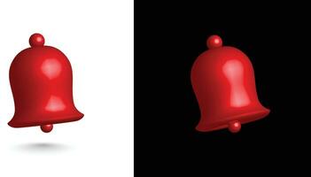 3D notification red bell icon. vector illustration