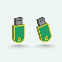 Realistic illustration of USB pen drive. 3D Flash Drive vector