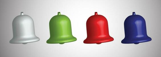 3d notification bell icon set isolated on white background vector