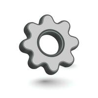 Gears 3d icon. A metal disk. Isolated object. Vector illustration
