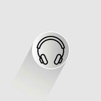 Headphones earphones flat icon. Headset line with editable stroke. Concept vector