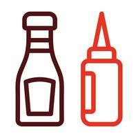 Ketchup Vector Thick Line Two Color Icons For Personal And Commercial Use.