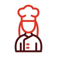 Lady Chef Vector Thick Line Two Color Icons For Personal And Commercial Use.