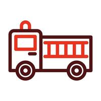 Fire Truck Vector Thick Line Two Color Icons For Personal And Commercial Use.