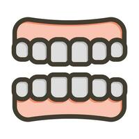 dentadura postiza vector grueso línea lleno colores icono para personal y comercial usar.