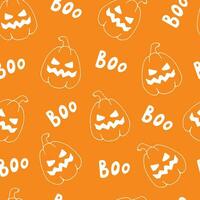 Seamless pattern with cute pumpkin. Halloween doodle seamless pattern. Texture for fabric, wrapping, textile, wallpaper, clothing. vector