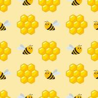 Seamless vector pattern with bee and honeycomb. Baby background for wrapping paper,  greeting cards, design.