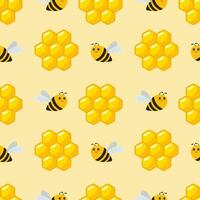 Seamless vector pattern with bee and honeycomb. Baby background for wrapping paper,  greeting cards, design.