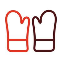 Kitchen Gloves Vector Thick Line Two Color Icons For Personal And Commercial Use.