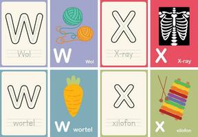 plano diseño vector linda vistoso a B C alfabeto tarjetas didácticas imprimible para niños primero palabras actividad