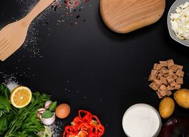 cooking spices background black photo