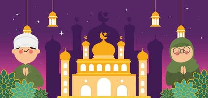 flat design vector happy islamic new year ramadan kareem illustration template