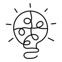 Innovative Solutions, Puzzle Bulb. The puzzle bulb icon represents the innovative approach to problem-solving, where pieces come together to illuminate creative solutions. vector