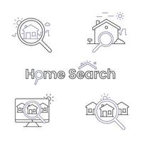 Diverse Home Search Concepts, Property Quest. The house search icon offers various concepts for finding the perfect property, catering to diverse home search preferences and needs. vector