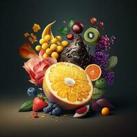 Foods realistic wallpaper photo free download, Ai Generative