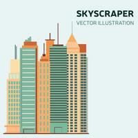 Skyscraper banner concept. Square post for business with skyscrapers. Business building office in flat style. Vector illustraiton.