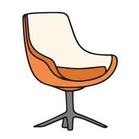 Armchair colored outline. Hand drawn armchair in doodle style. Outline armchair isolated on white background. Vector illustraiton.