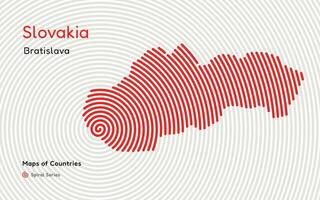 Creative fingerprint map of Slovakia. Political map. Bratislava vector