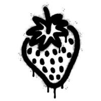 Spray Painted Graffiti Strawberry icon Sprayed isolated with a white background. graffiti Strawberry symbol with over spray in black over white. vector