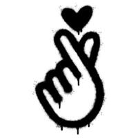 Spray Painted Graffiti Korean heart sign Sprayed isolated with a white background. graffiti Finger love symbol with over spray in black over white. vector