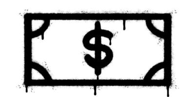 Spray Painted Graffiti dollar Dollar paper money Sprayed isolated with a white background. graffiti cash icon with over spray in black over white. vector