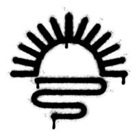 Spray Painted Graffiti sunset icon Sprayed isolated with a white background. graffiti sunrise symbol with over spray in black over white. vector