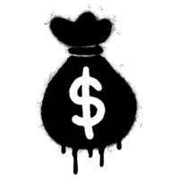 Spray Painted Graffiti Money Bag icon Sprayed isolated with a white background. vector