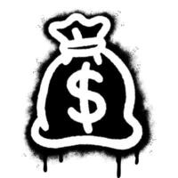 Spray Painted Graffiti Money Bag icon Sprayed isolated with a white background. vector