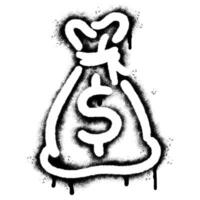 Spray Painted Graffiti Money Bag icon Sprayed isolated with a white background. vector