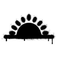 rociar pintado pintada puesta de sol icono rociado aislado con un blanco antecedentes. pintada amanecer símbolo con terminado rociar en negro terminado blanco. vector
