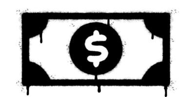 Spray Painted Graffiti dollar Dollar paper money Sprayed isolated with a white background. graffiti cash icon with over spray in black over white. vector