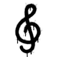 Spray Painted Graffiti treble clef icon Sprayed isolated with a white background. graffiti treble clef symbol with over spray in black over white. vector