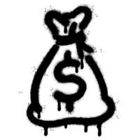 Spray Painted Graffiti Money Bag icon Sprayed isolated with a white background. vector