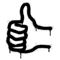 Spray Painted Graffiti Thumbs up icon Sprayed isolated. graffiti Like symbol with over spray in black over white. vector